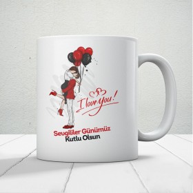 Sevgililer Günümüz Kutlu Olsun Baskılı Kupa Bardak Mod13
