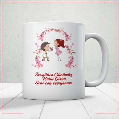 Sevgililer Günümüz Kutlu Olsun Baskılı Kupa Bardak Mod9