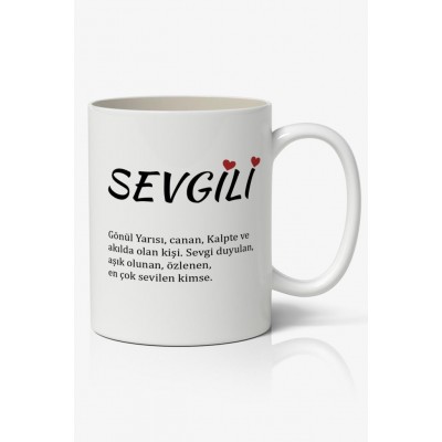 Sevgili Kelime Anlamı Sevgililer Günü Baskılı Kupa Bardak Kahve Kupa Bardak Model