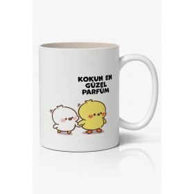 Kokun En Güzel Parfüm Sevimli Civcivler Tasarımlı Kupa Bardak Baskılı Kahve Kupa Bardak