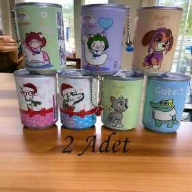 Sevimli Teneke Kutu Görünümlü Islak Mendil Anahtarlık Çanta Süsü 2 Adet