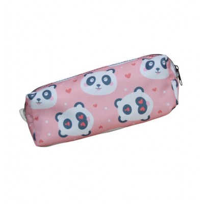 Pembe Panda Desenli Tatlı Kalemlik - Okul Kalemliği-Makyaj Çantası