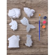 1 Adet Taş Boyama Seti Figür Çocuk Gelişimi-Etkinlik Taş Alçı Taş Tozu Boyama Seti