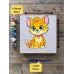 Çocuklar İçin Sevimli Kedi Baskılı Tuval Boyama Seti – Hayal Gücünü Keşfet! 19x19 Cm (Tuval, Fırça ve 6 Renk Akrilik Boya Seti)