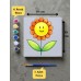 Sevimli Çiçek Baskılı Tuval Boyama Aktivite Seti 19x19 Cm (Tuval, Fırça ve 6 Renk Akrilik Boya Seti)