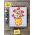 Çocuklara Özel Saksıda Çiçek Baskılı Tuval Boyama Aktivite Seti 19x19 Cm (Tuval, Fırça ve 6 Renk Akrilik Boya Seti)