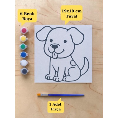 Tuval Boyama Aktivite Seti Sevimli Köpek Baskılı 19x19 Cm (Tuval, Fırça ve 6 Renk Akrilik Boya Seti) Tuval Boyama Aktivite Seti Sevimli Köpek Baskılı 19x19 Cm (Tuval, Fırça ve 6 Renk Akrilik Boya Seti)