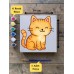 Sevimli Kedi Baskılı Tuval Boyama Aktivite Seti 19x19 Cm (Tuval, Fırça ve 6 Renk Akrilik Boya Seti)