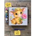 Tuval Boyama Aktivite Seti Sevimli İnek Baskılı 19x19 Cm (Tuval, Fırça ve 6 Renk Akrilik Boya Seti)