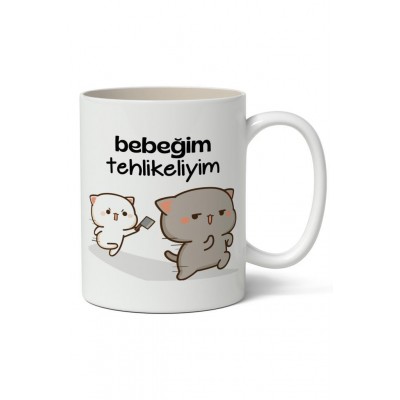 Bebeğim Tehlikeliyim Tasarımlı Kupa Bardak Baskılı Kahve Kupa Bardak