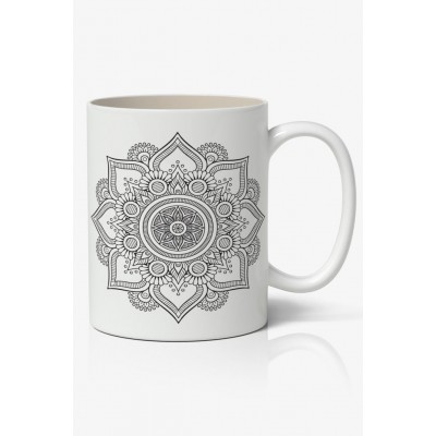 Yaşam Çiçeği Mandala Baskılı Kupa Bardak Baskılı Kahve Kupa Bardak-1