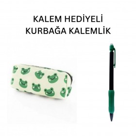 Yeşil Kurbağa Tatlı Kalemlik - Okul Kalemliği-Makyaj Çantası ve Hediye Kalem