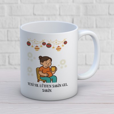 Yılbaşı Temalı Yeni Yıl Lütfen Sakin Gel Baskılı Hediyelik Kupa Yılbaşı Temalı Yeni Yıl Lütfen Sakin Gel Baskılı Hediyelik Kupa