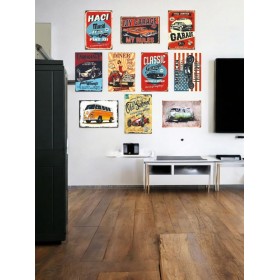 Retro Klasik Araba MDF Dekoratif Tablo 10 Adet A4 (20cmx29cm) Nostaljik Otomobil Tutkunlarına Özel MDF Tablo ile Nostaljiyi Yakala! Kafe, İş Yeri, Ev Dekorasyonunuza Ruh Katan Dekoratif Hediyelik Tablolar